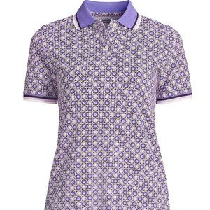 NWT Land's End Women's Mesh Cotton Short Sleeve Polo Shirt Lavender